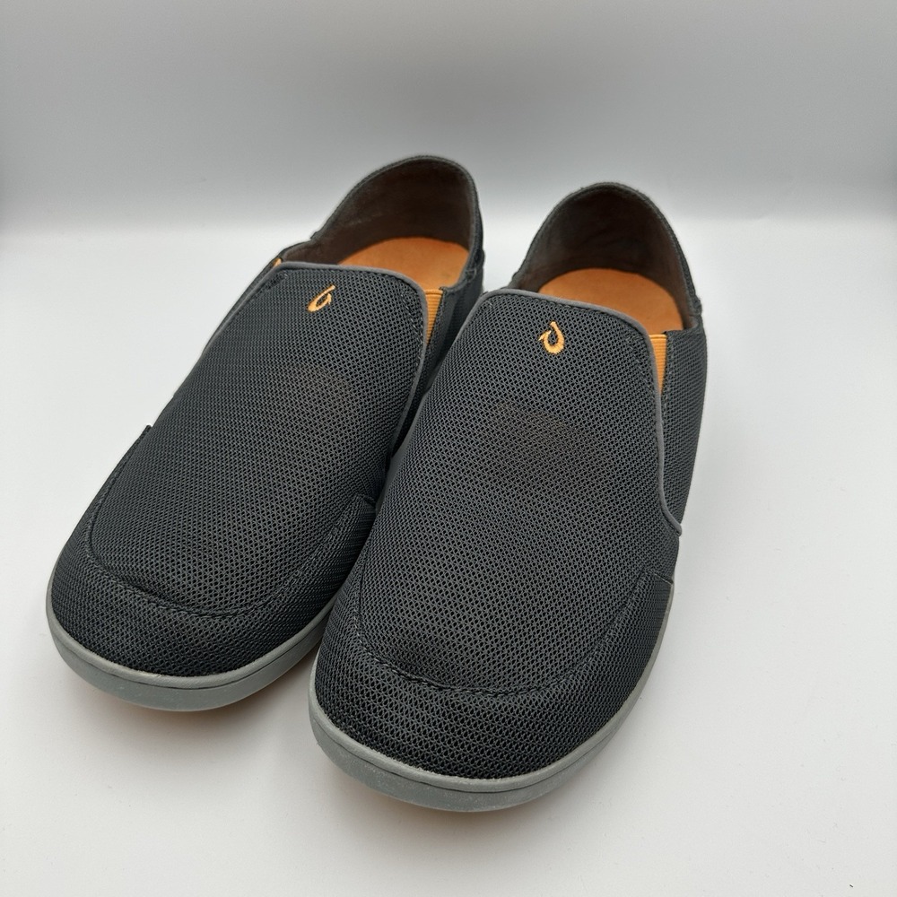 OluKai Nohea Mesh Slip-On Shoes Dark Shadow Gray Breathable Comfort Mens 13